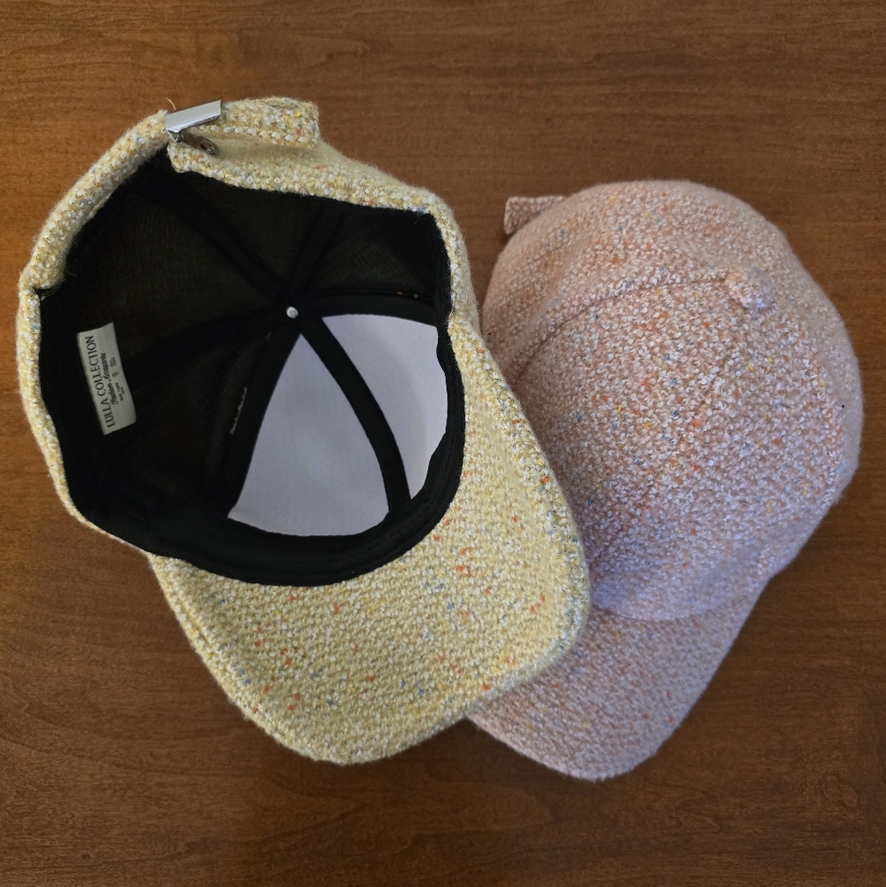 (3) Chic Tweed Winter Baseball Caps Yellow, Pink & Leopard by Lulla Collection - Picture 8 of 15